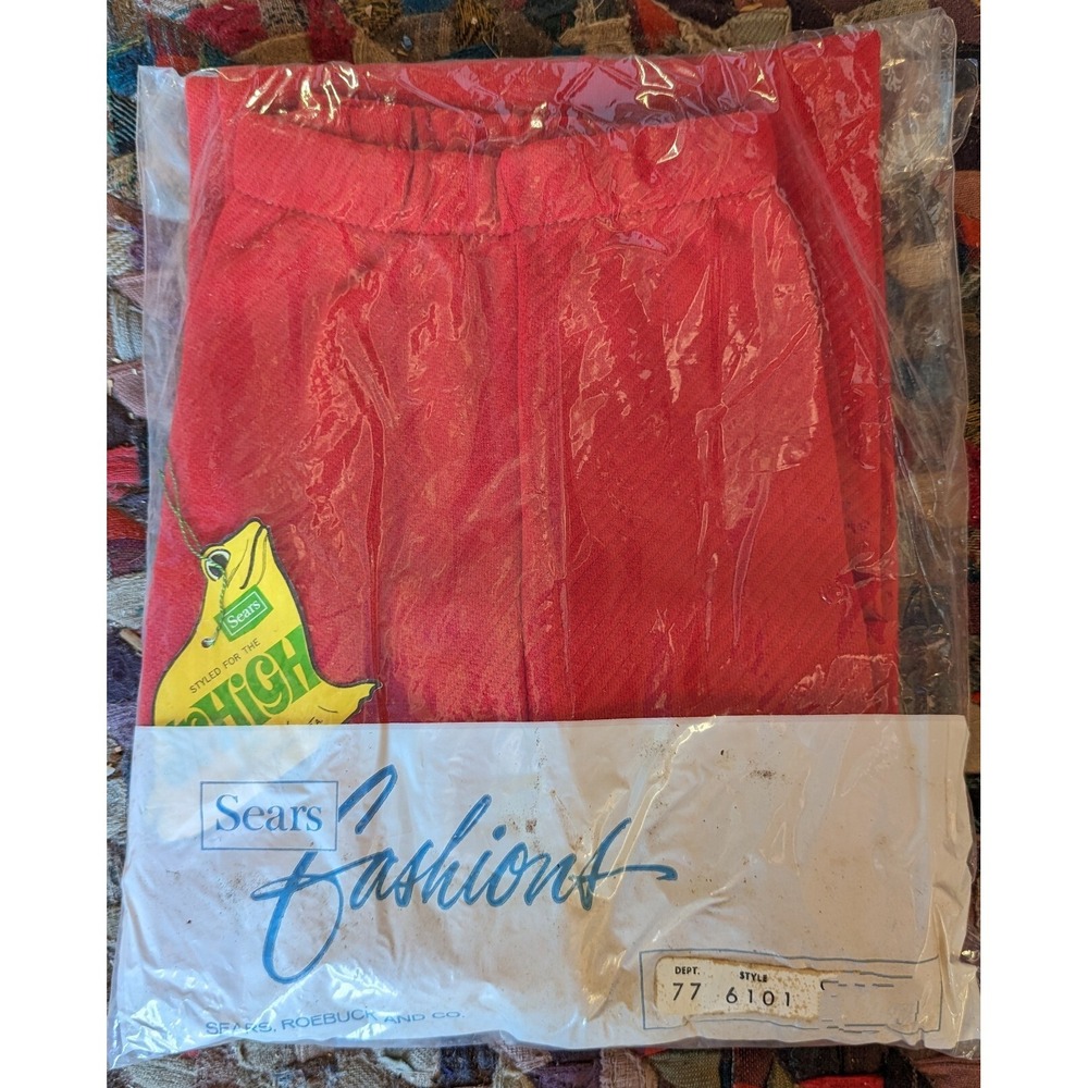 Vintage 70s Sears Roebuck & Co Lemon Frog For Teens Pants‎ Red Size 10 J NOS